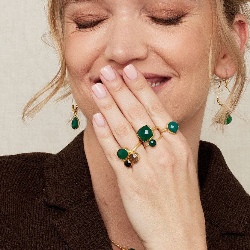 Ashiana London - Wholesale Multi-Stone Ring - Florence Ring Green & Black2