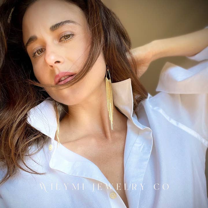 WILYMI Jewelry Co - Wholesale Tassel Earrings - NYE | GOLD Fringe Earrings | Gold Filled 5" Tassel