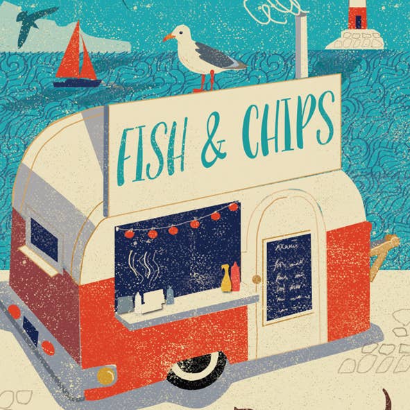 Seaside 'fish & Chip' Van Cards for wholesale by Rocket 68