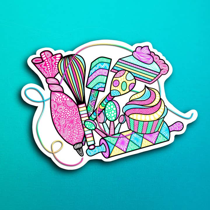 Baker Collage Sticker (WATERPROOF) for wholesale by Zenspire Designs