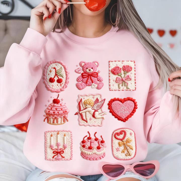 T-shirt de la Saint-Valentin Faux Crochet, Pull Cœur XOXO Léopard pour la vente par DLT Ecommerce
