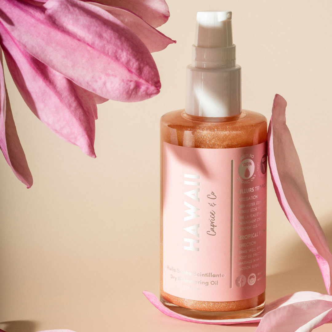Caprice & Co - Vente Huile pour le bain/corps - Hawaï - Huile sèche chatoyante3