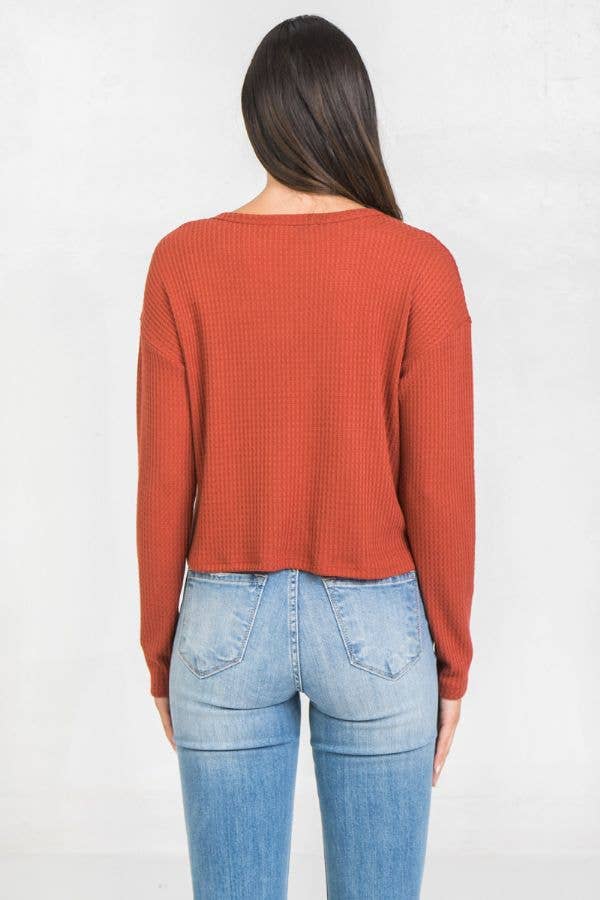 FLYING TOMATO - Wholesale Gebreide top - Dames - Een stevige gebreide top met wafelpatroon - AT2085FM4