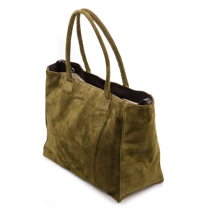 FIRENZE ARTEGIANI – Sacola - Mulher por atacado – Bolsa Shopper Feminina Annagrazia em Couro Camurça Legítimo6