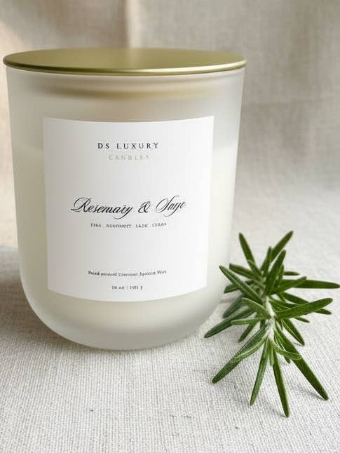 Rozemarijn & Salie - 10 oz Geurkaars in Matglas Pot voor wholesale door DS Luxury Candles