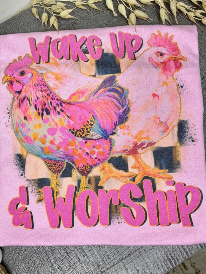 Wake Up & Worship (Gildan Sublimation T-Shirt) for wholesale by 1/2 Penny Wholesale