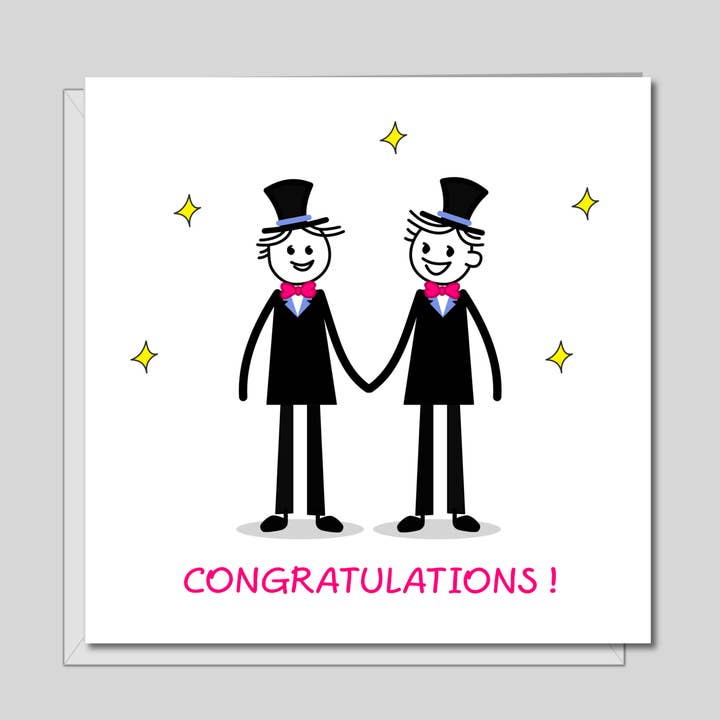 Swizzoo Cards - Wholesale Trouwkaartje - LGBT Gay Engagement Wedding Card van hetzelfde geslacht, bruidegom, partners - Gefeliciteerd, trouwkaart van hetzelfde geslacht - Leuke brutale mannelijke mannen met de hand getekend