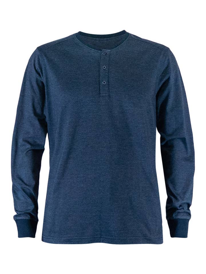 Navy Heather Long Sleeve Henley for wholesale by Vustra