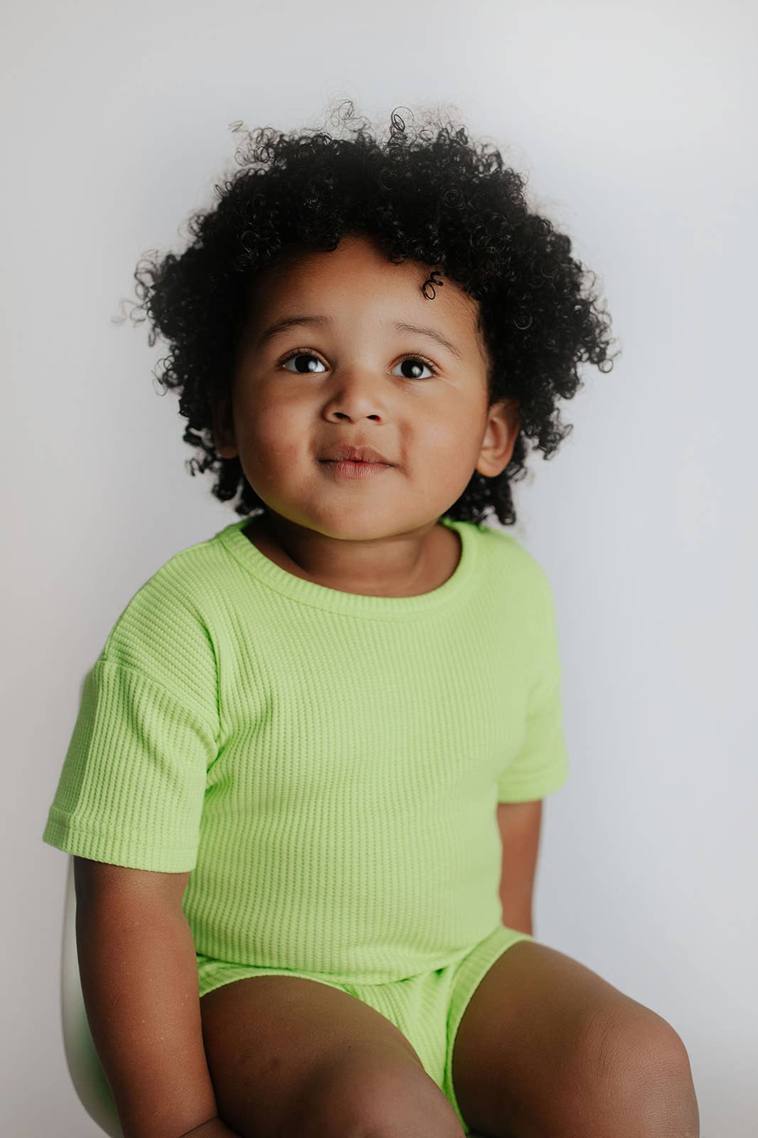 Three Little Tots – wholesale Top & short set – Kids – Lime Green Summer Waffle Toddler Top & Bottom Set13
