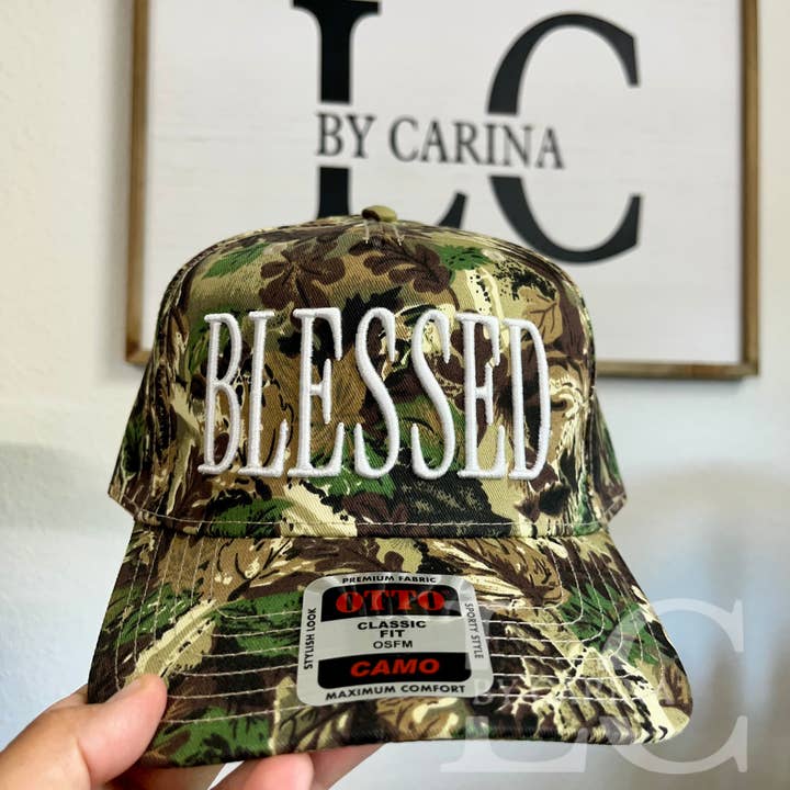 LC by Carina - Wholesale Baseball Cap - Women's - BLESSED Puff Embroidered Camo Hat1