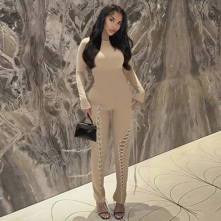 Svelte Seduction - Wholesale Jumpsuit – Women's - Elara Fall Sexy Solid Color Waist Tight Hollow2