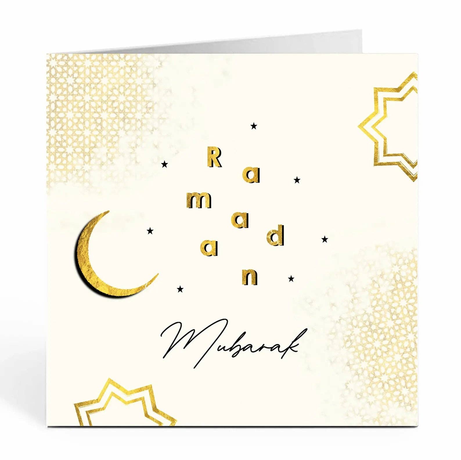 Islamic Moments – wholesale Eid & Ramadan card – Ramadan Mubarak card - Cream and Gold - ML 020