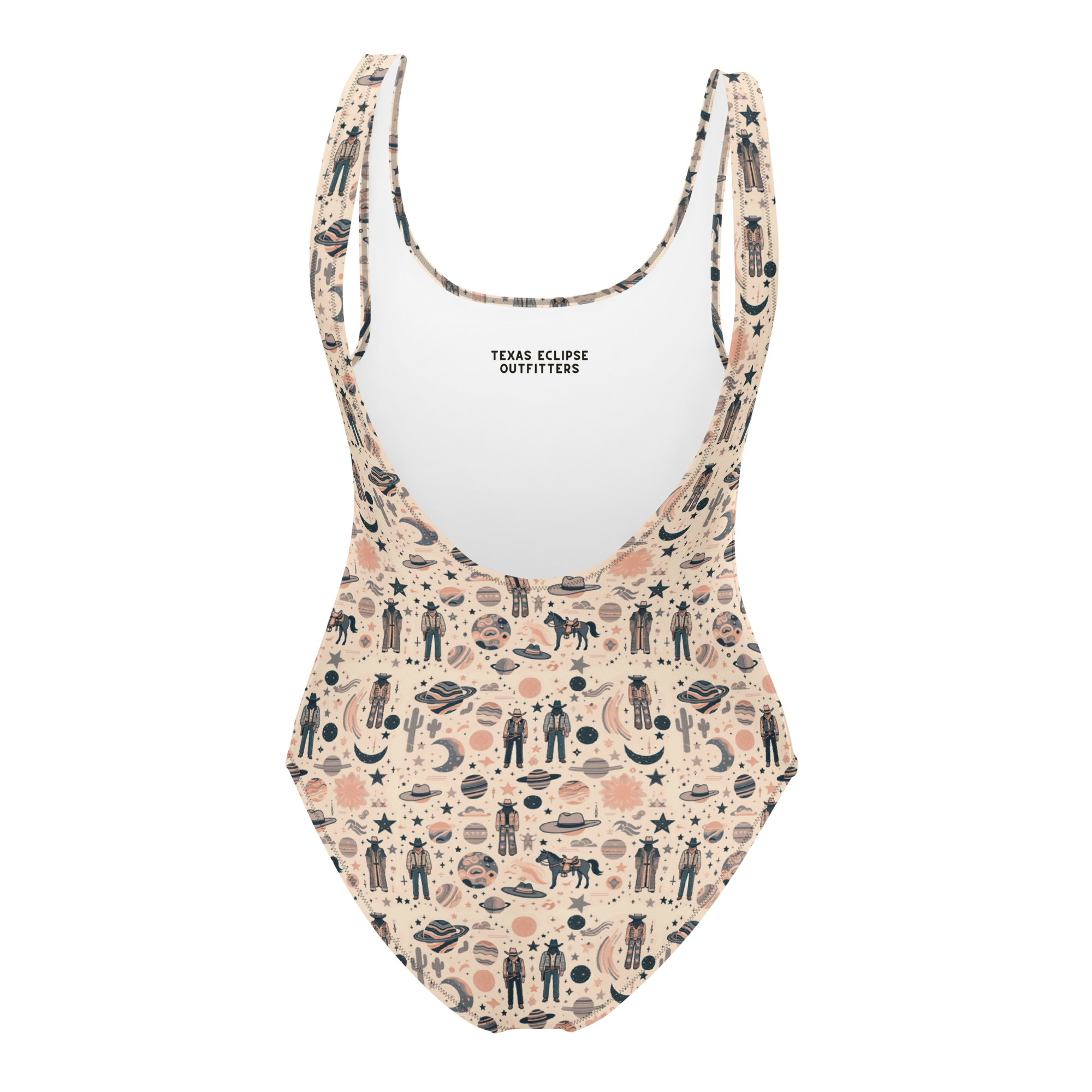 Texas Eclipse Outfitters - Wholesale One Piece Swimsuit - Women's - Cosmic Wrangler: Western Space Cowboy One-Piece Swimsuit3