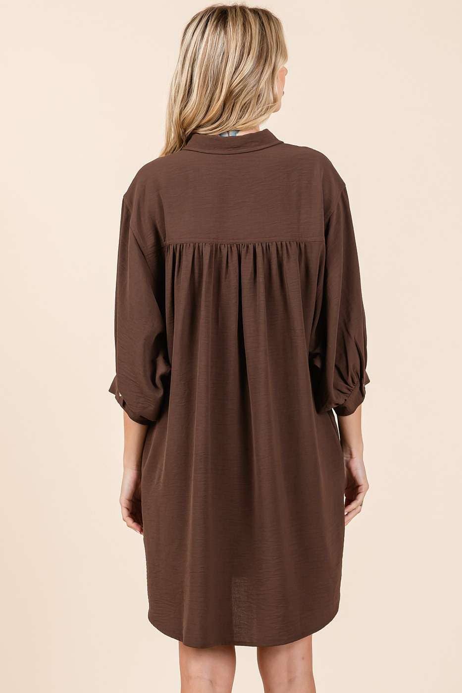 mittoshop – Großhandel Kleid – Damen – AIRFLOW MINIKLEID MIT 3/4-ÄRMELN UND KNÖPFEN10