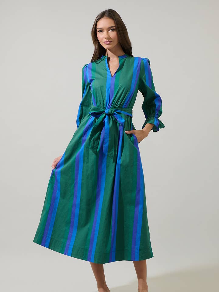 Dolary Stripe Senda Long Sleeve Maxi Dress for wholesale by Sugarlips