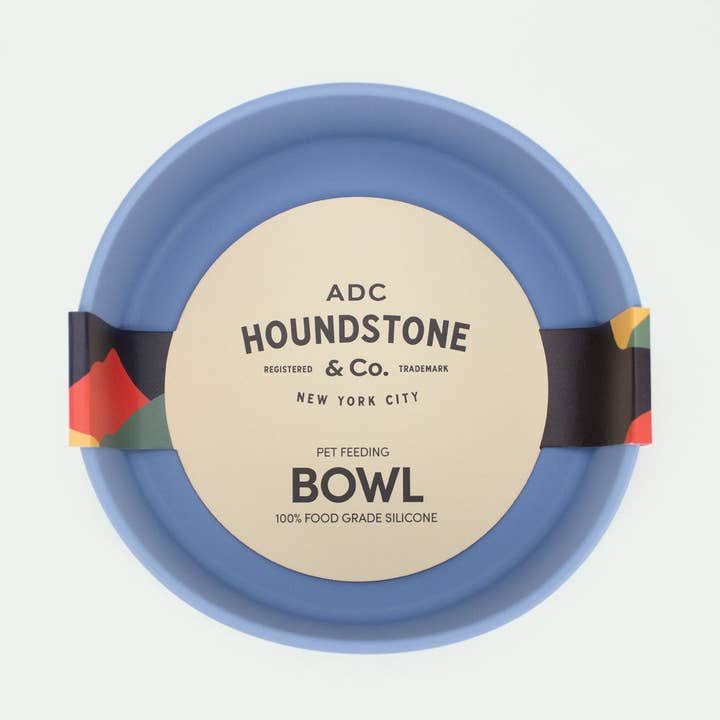 Food Grade Silicone Dog Bowl - Blue, 4.5 Cups Volume, Dishwasher Safe, Non-Slip for wholesale by ADC Houndstone & Co.