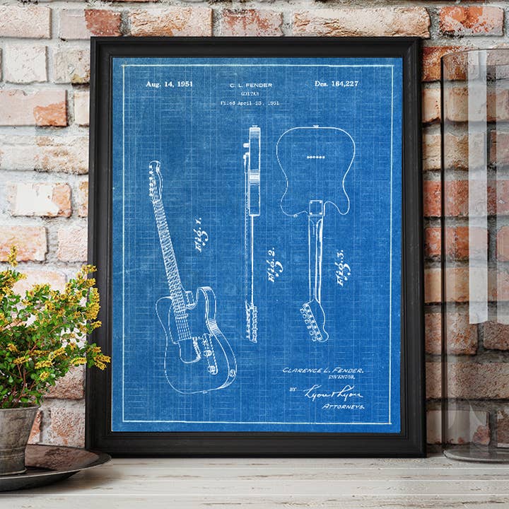 Fresh Prints of CT - Wholesale Art Print - Fender Guitar 1951 Patent Art Print - Music3