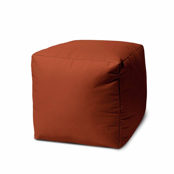 Greenwestons - Wholesale Pouf - Dark Amber Rust Solid Color Pouf Ottoman 17" - Cube Ottoman