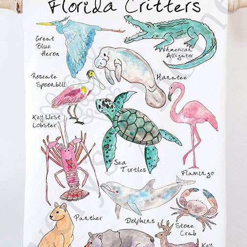 Torchon avec Lamantins et Alligators de Floride pour la vente par Avery's Home