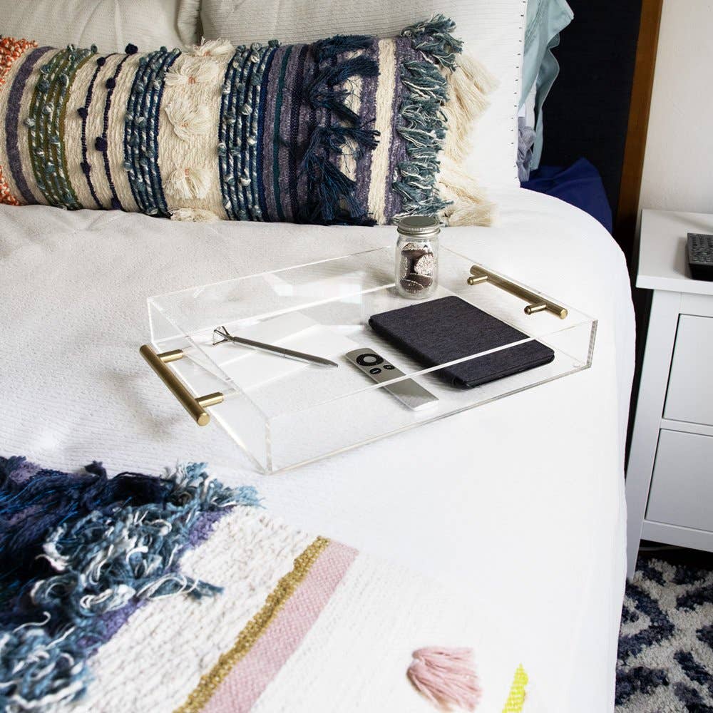 Isaac Jacobs International - Wholesale Serving Tray - Isaac Jacobs Clear Acrylic Serving Tray with Metal Handles11