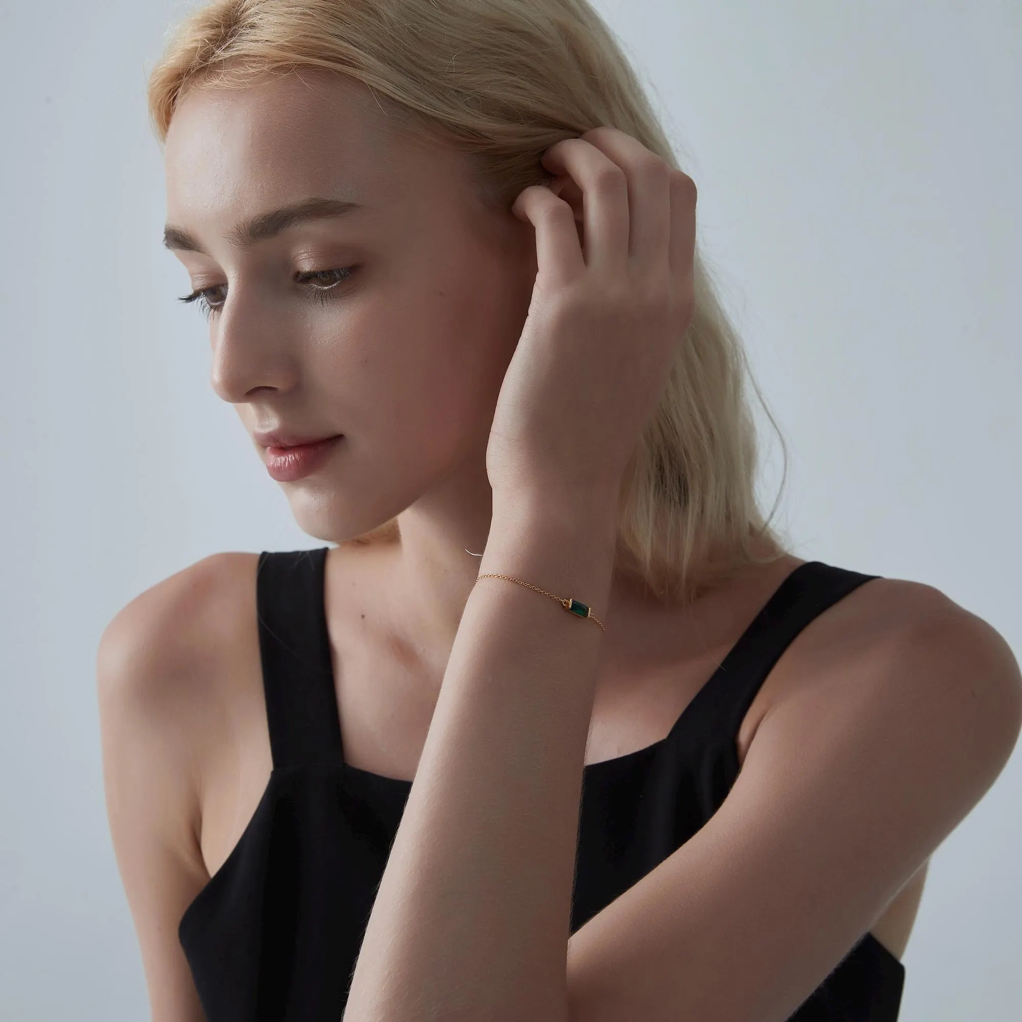 Perimade & Co. LLC - Wholesale Charm/Dangle Bracelet - Baguette Birthstone Stacking Bracelet in 925 Sterling Silver5