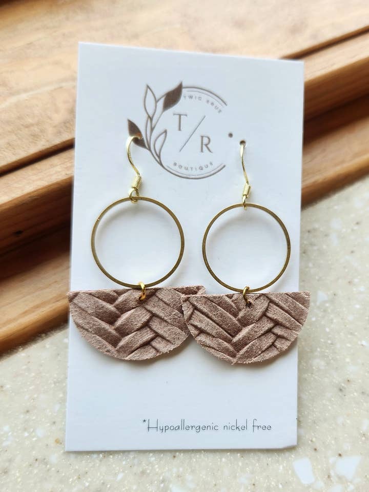 Mallory| Genuine leather dangle earring for wholesale by Twig & Rue boutique