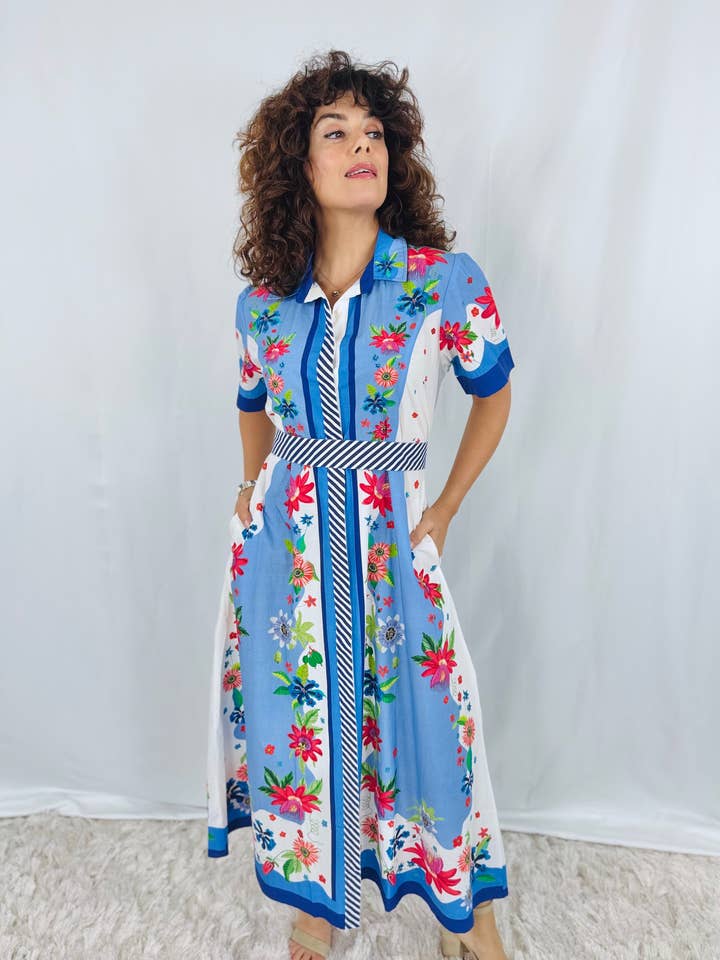 CHELSEA SHIRTDRESS | PASSIONFLOWER- FRENCH BLUE for wholesale by IslaPayal