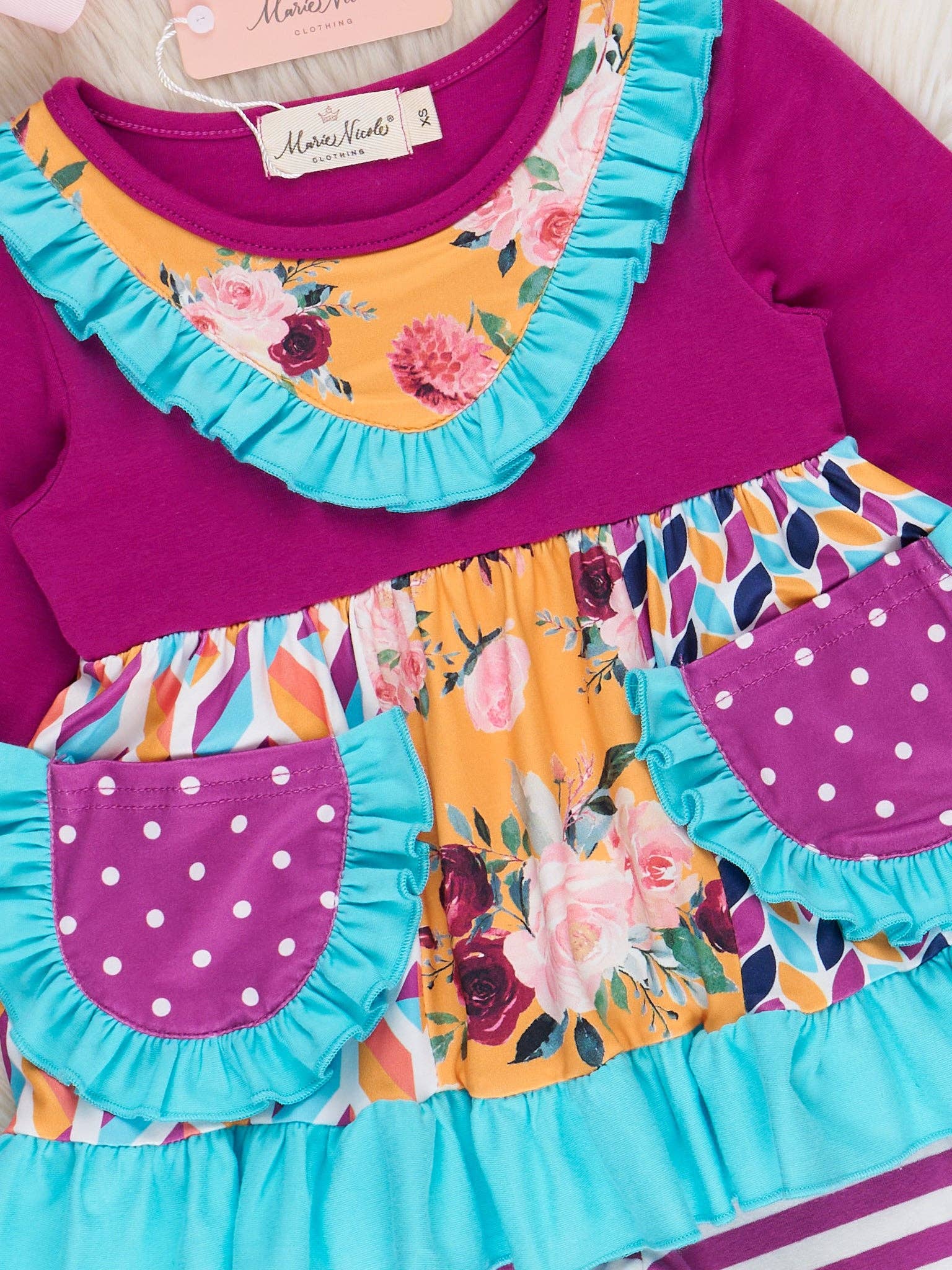 Marie Nicole Clothing - Wholesale Top & Pant Set - Kids - Pocket Flara Bells Outfit - Mulberry2