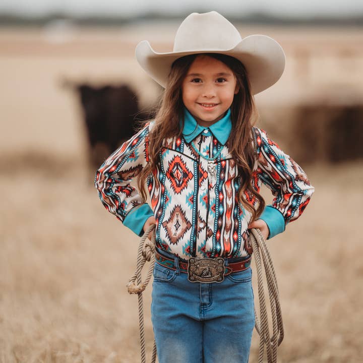 Shea Baby - Wholesale Button Down Shirt - Kids - Aztec Long Sleeve Pearl Snap Shirt