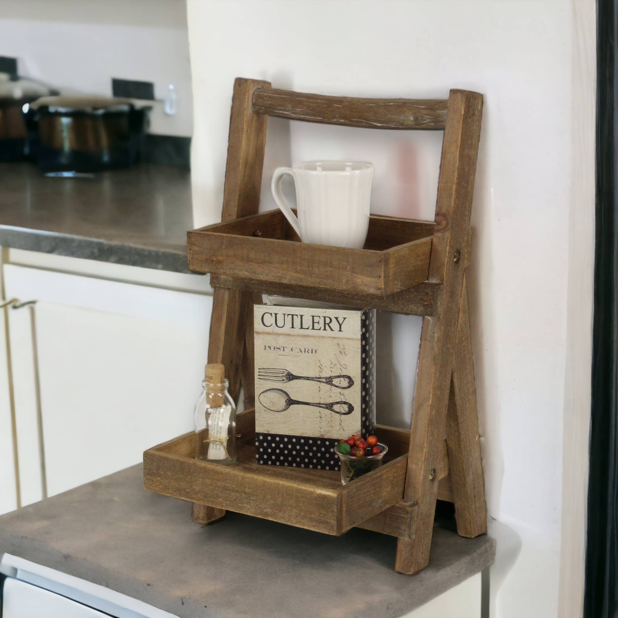 Cheungs Home Decor - Wholesale Free Standing Shelf - Alari 2 Tier Wood Folding Shelf | Display | Freestanding |7