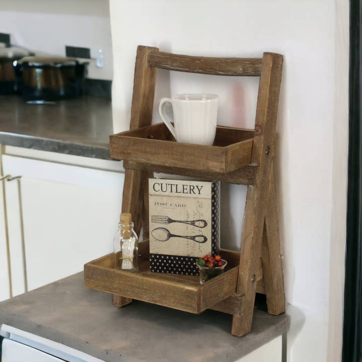 Cheungs Home Decor - Wholesale Free Standing Shelf - Alari 2 Tier Wood Folding Shelf | Display | Freestanding |7