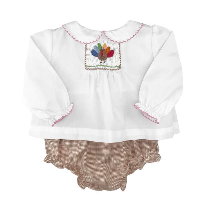 Petit Ami & Zubels – Engroshandel Tøjsæt - Baby – Kalkun Hånd Billede Rynket Ble Sæt med Picot Kant0