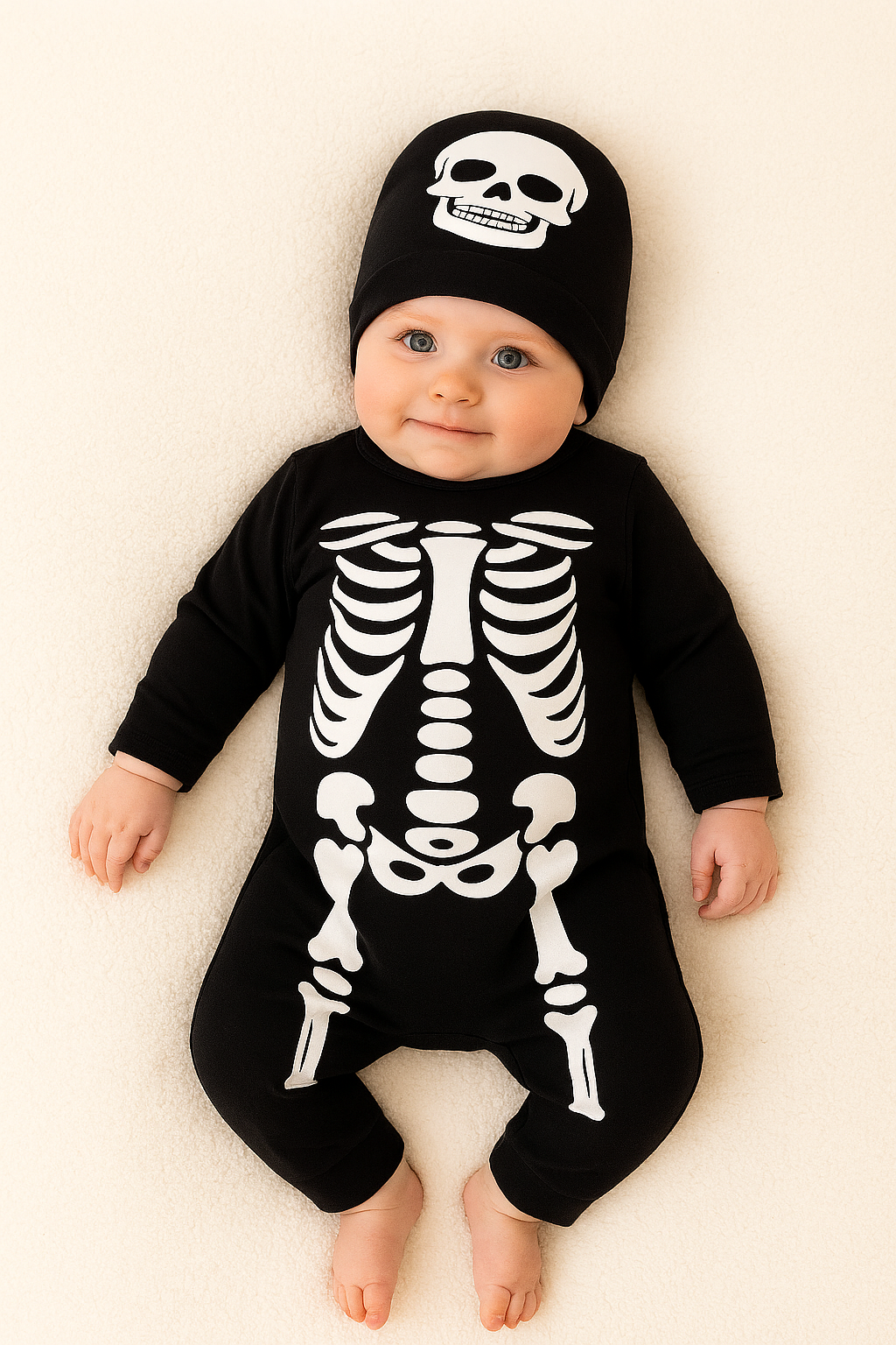 Fennco Styles - Wholesale Jumpsuit - Baby - Black White Skeleton Cotton Halloween Baby Romper & Hat5