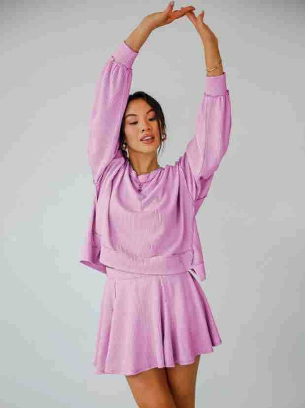 Marayn - Wholesale Top & Skirt Set - Women's - Autumn Ribbed Set Lantern Sleeve Top  Pleated Skirt39