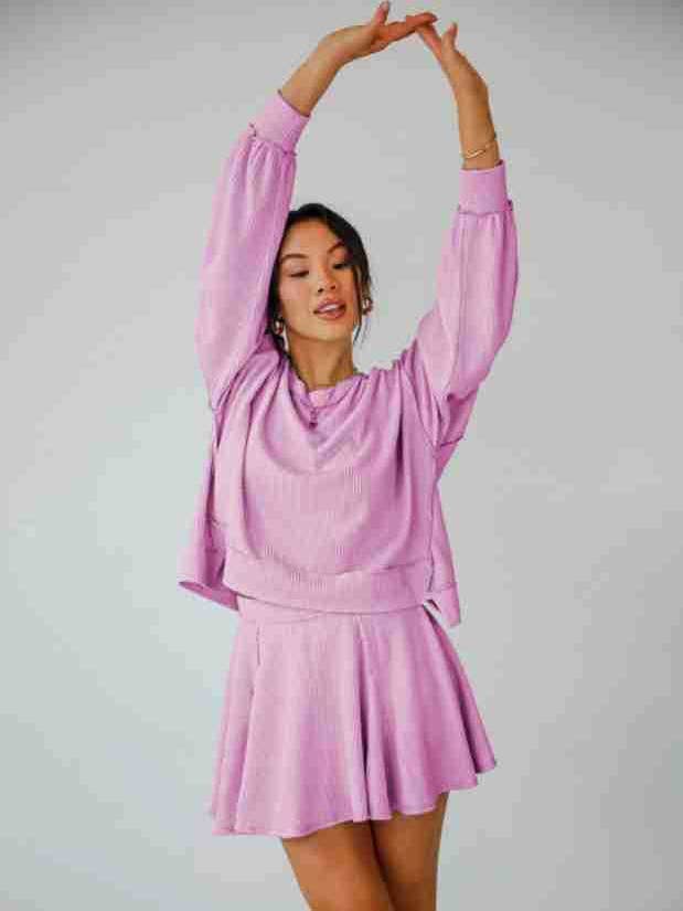 Marayn - Wholesale Top & Skirt Set - Women's - Autumn Ribbed Set Lantern Sleeve Top Pleated Skirt39