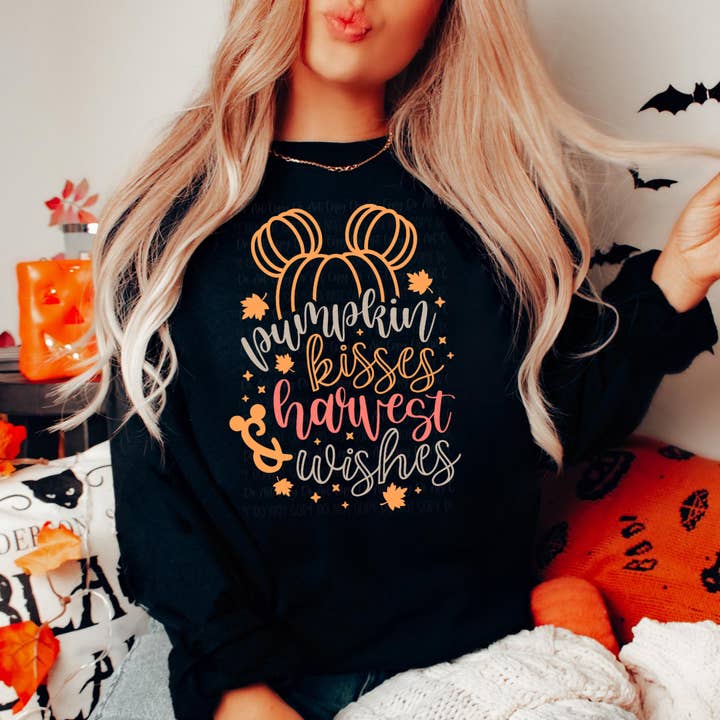 Camiseta/moletom Fall Ears Pumpkin Kisses & Harvest Wishes por atacado de Rad & Cove