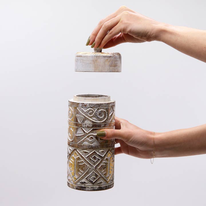 AW Artisan - Wholesale Decorative Jar - Tall Jar - White and Gold2