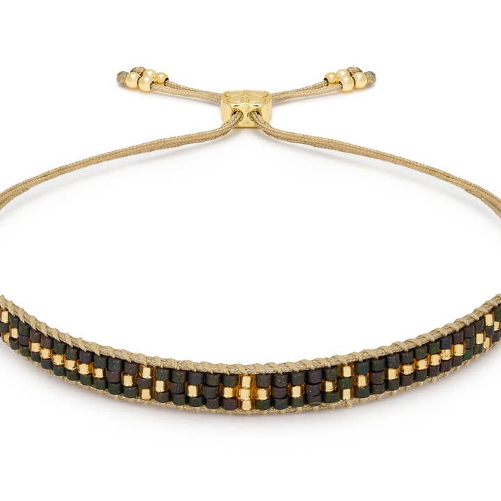 Bracciale dell'amicizia Aslan in oro e nero con perline per la vendita all'ingrosso da parte di Boho Betty