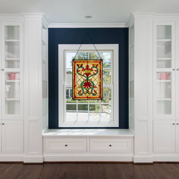 River of Goods - Wholesale Suncatcher - 24"H Clara Amber Stained Glass Window Panel