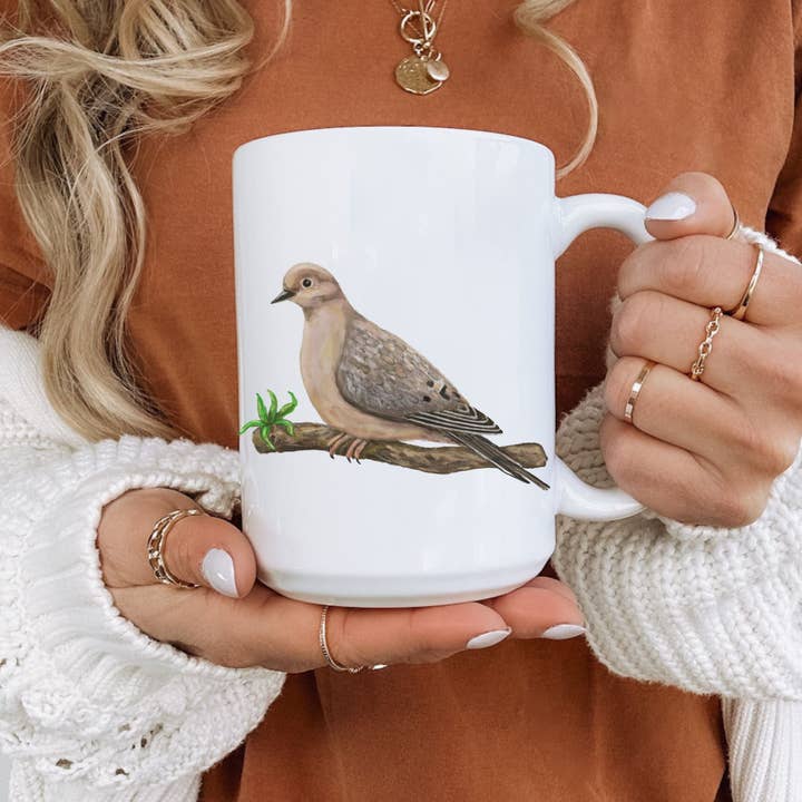 MerikaArt - Wholesale Coffee Mug - Mourning Dove Mug with Graceful Bird Illustration4