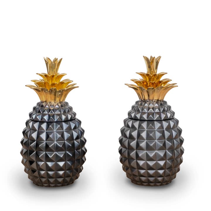 Set/2 Pineapple Ceramic Pots, Handmade by Lusitanus Home for wholesale by Lusitanus Home