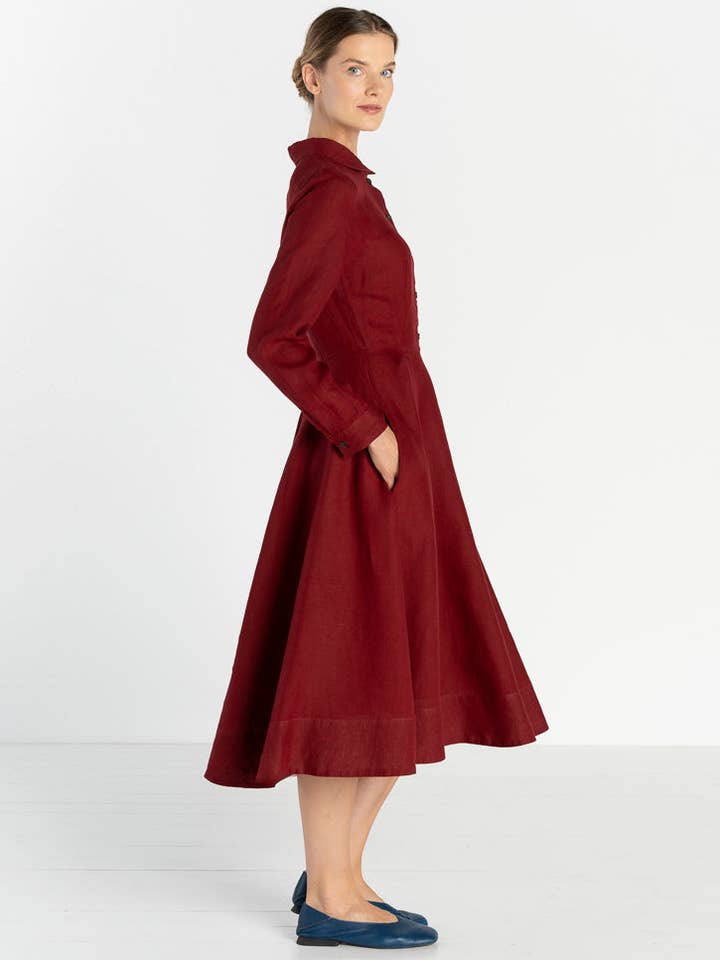 Son de Flor - Wholesale Dress - Women's - Frida – Linen Dress with Shirt Collar7