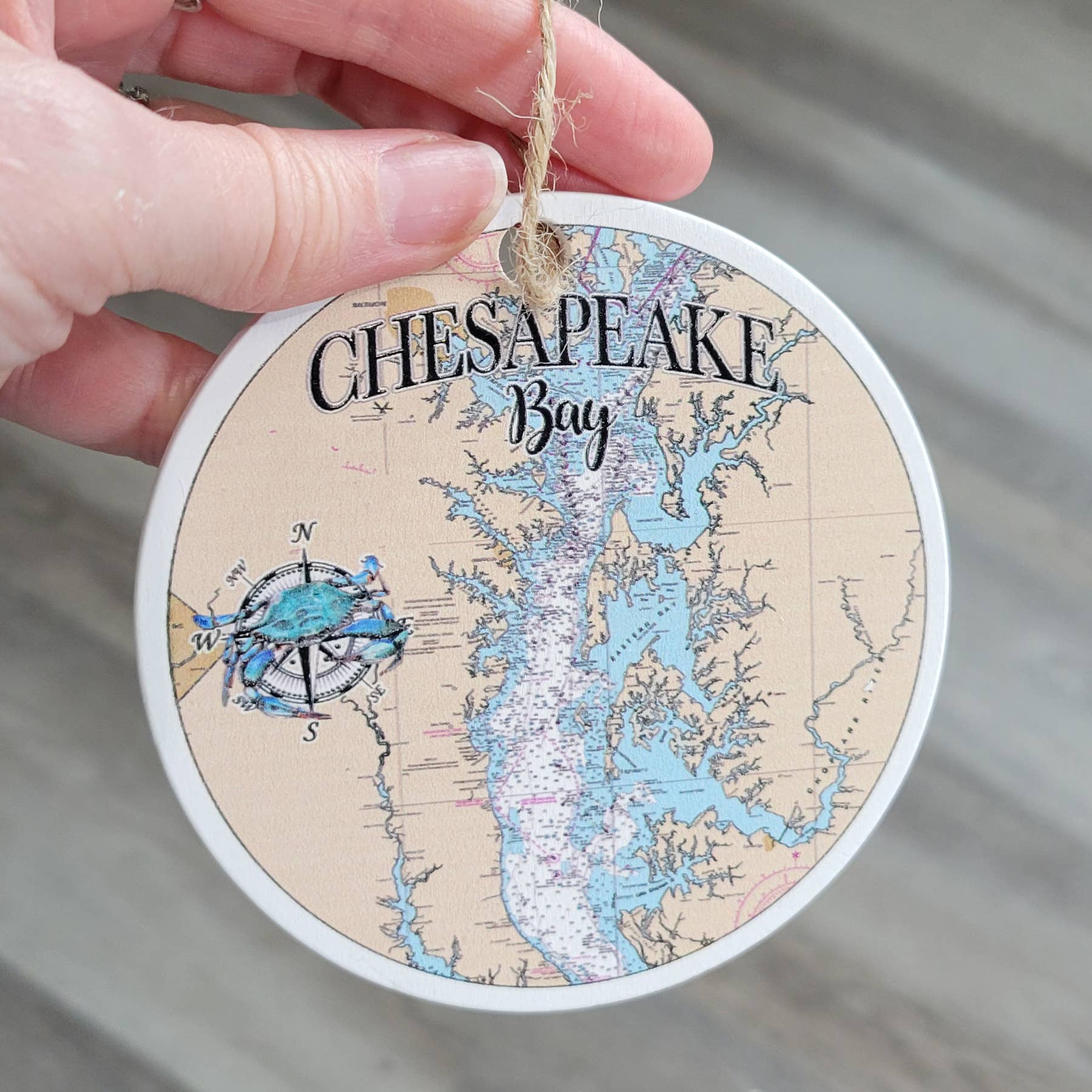 Map Mom - Wholesale Ornament - Chesapeake Bay- Circle Shaped Wood Map Ornament0