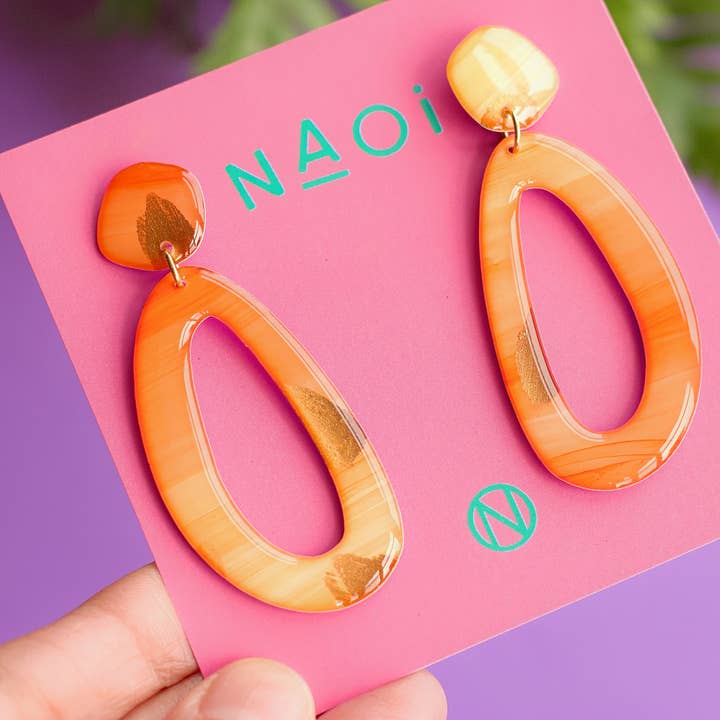 Brincos Golden Sunset Statement - Feito à mão por encomenda por atacado de Naoi
