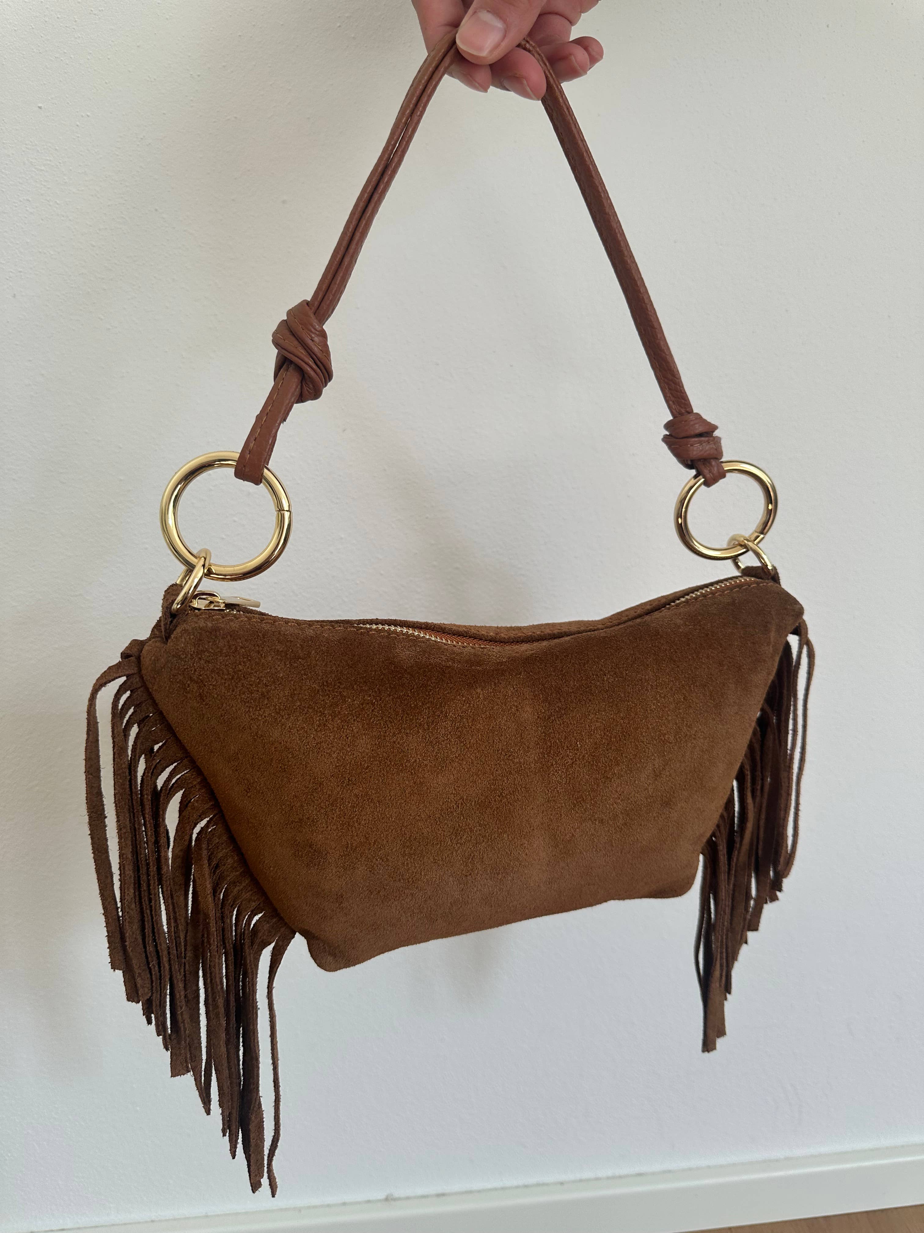 Zhade – wholesale Axelremsväska – Dam – MUSA- mocka och fransar5