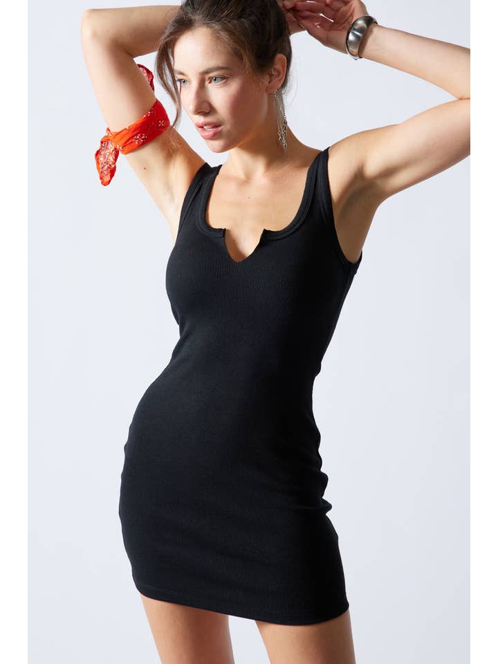 Signature 8 - Wholesale Dress - Women's - SLIT S8 RIBBED DRESS - S3377