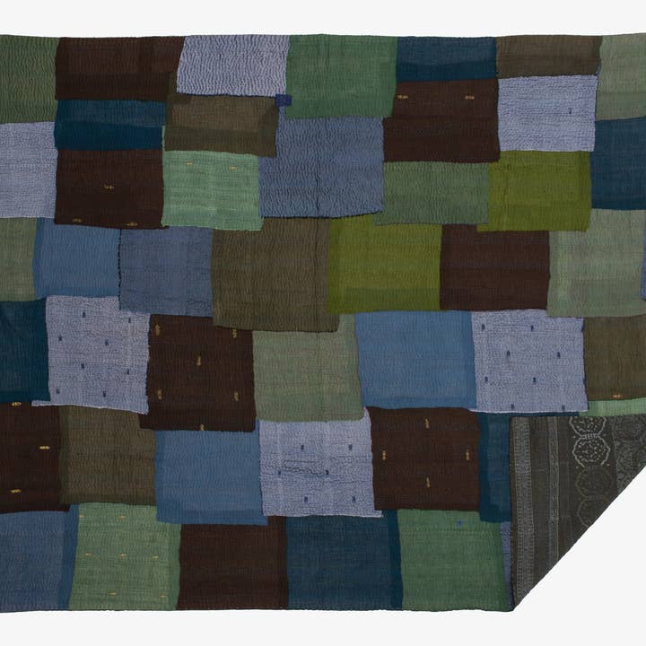 Ombre med Fray Vintage Kantha Pläd - Avokado för wholesale av Maison Mieko