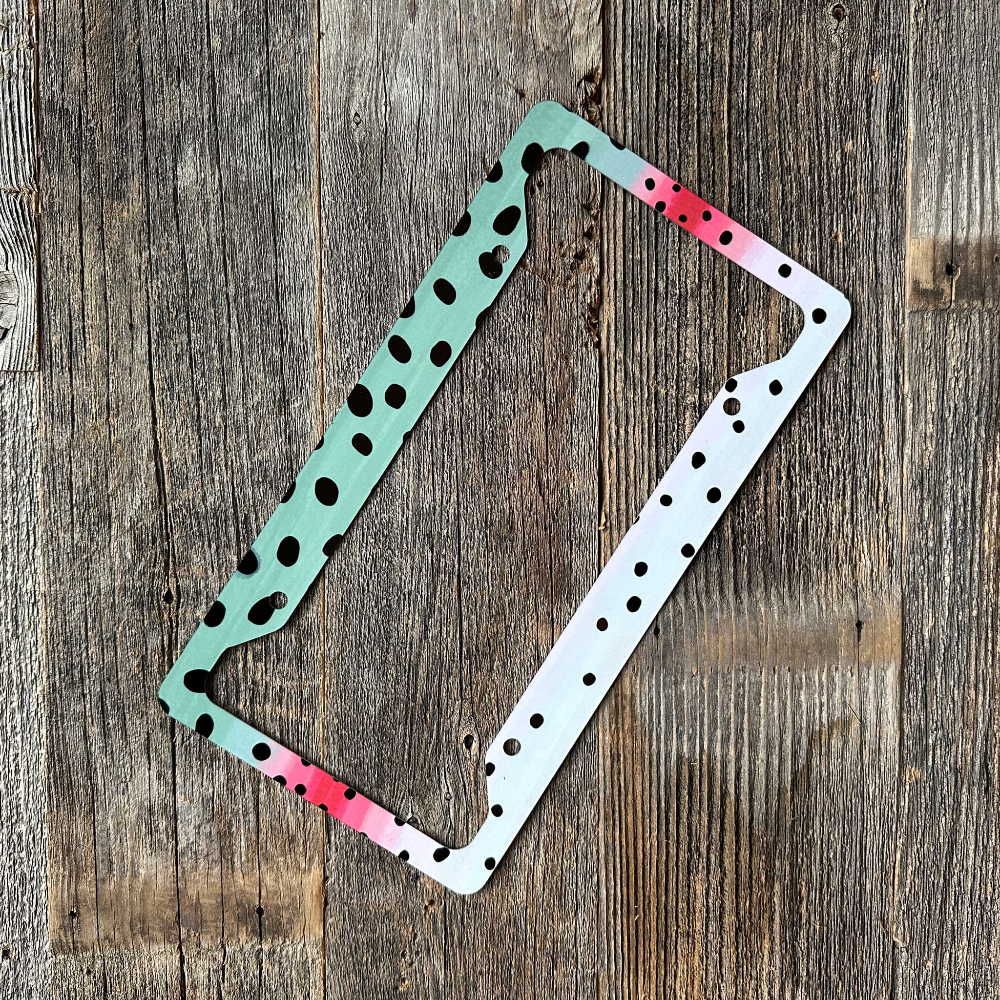 Fly Fish Wyoming - Wholesale Car Decorative Charm - Unisex - Rainbow Trout License Plate Frame0