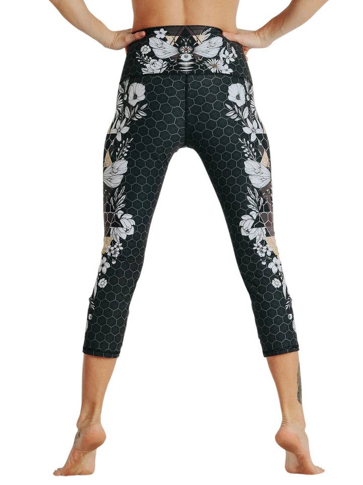 Yoga Democracy - Wholesale Athletic/Lounge Leggings - Women's - Blackout Beeloved Printed Yoga Crops2