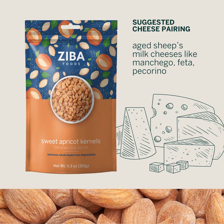 Ziba Foods - Wholesale Nuts - Sweet Apricot Seeds (Dry Roasted & Salted), Vegan 5 oz3